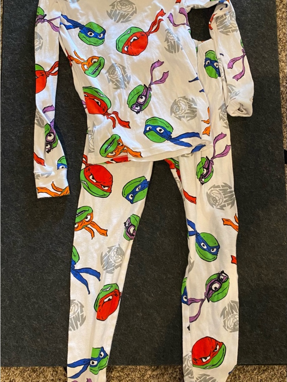 Nickelodeon TMNT White Pajama Set with Green, Red, Blue, Orange, Purple Accents